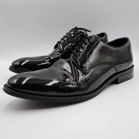 The Black Tux Black Patent Leather Shoes Men's Size 12 SH001 H - Picture 1 of 10